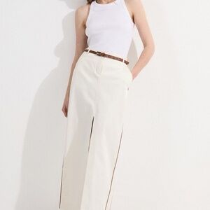 NWT Karen Millen Tailored Denim Belted Pocket Maxi Skirt